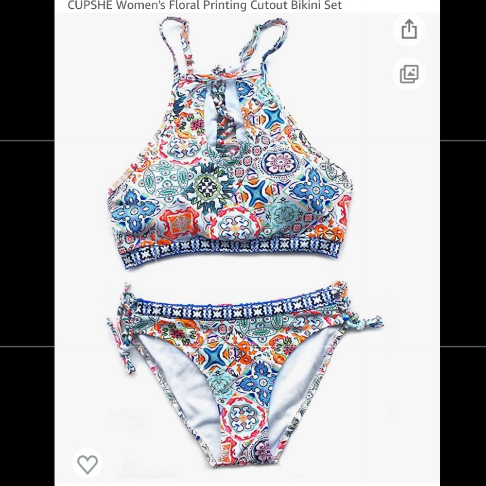 NWOT CUPSHE Women's Floral Printing Cutout Bikini Set
